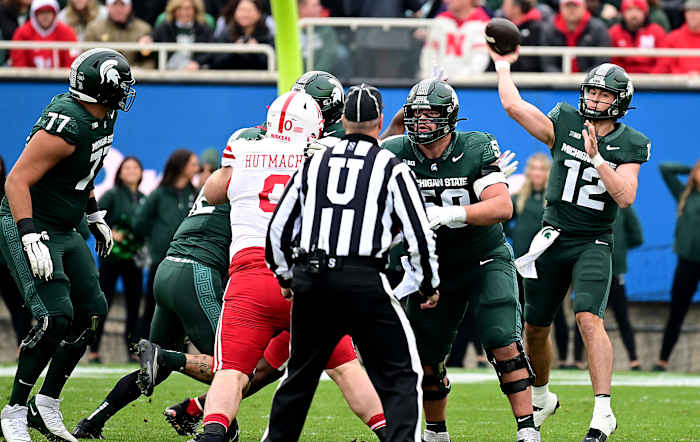 NU vs. MSU 2023 - Katin Houser throws